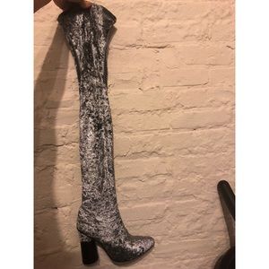 Lamoda crushed velvet thigh high boots
